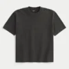 Camiseta de cuello redondo lavada, gruesa y holgada