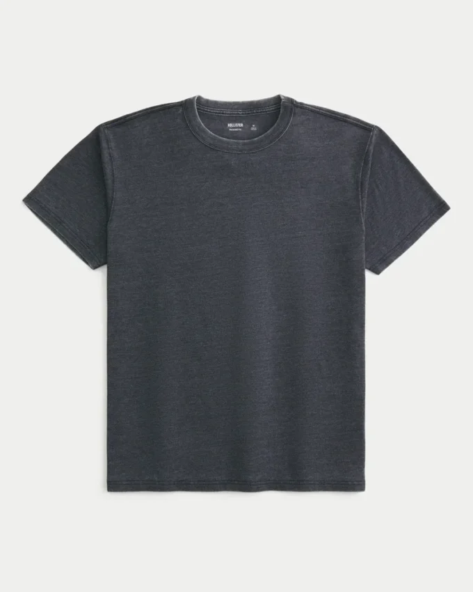 Camiseta de cuello redondo lavada y holgada.