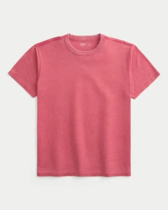 Camiseta de cuello redondo lavada y holgada.