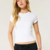 Camiseta de cuello redondo para bebé de tejido elástico suave sin costuras