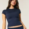 Camiseta de cuello redondo para bebé de tejido elástico suave sin costuras
