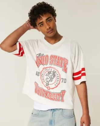 Camiseta de fútbol americano con gráfico de los Buckeyes de la Universidad Estatal de Ohio