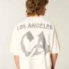 Camiseta de fútbol con gráfico de Los Ángeles, oversize y de peso pesado
