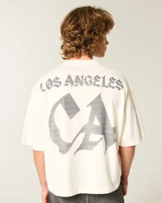 Camiseta de fútbol con gráfico de Los Ángeles, oversize y de peso pesado
