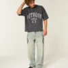 Camiseta de fútbol con gráfico Detroit, oversize y de peso pesado