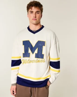 Camiseta de hockey con estampado de los Wolverines de la Universidad de Michigan