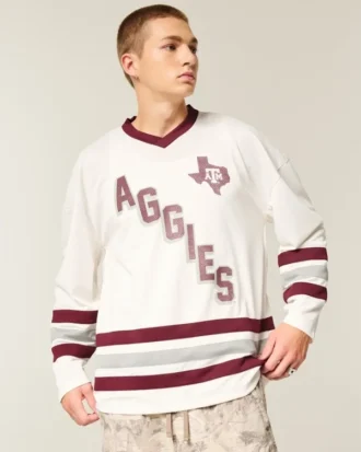 Camiseta de hockey con gráfico de los Aggies de la Universidad de Texas A&M