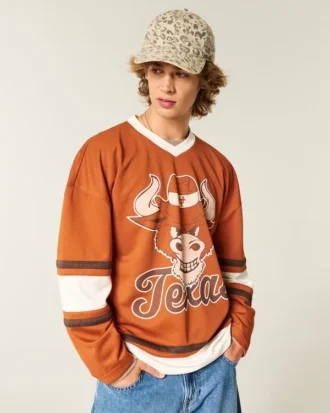Camiseta de hockey con gráfico de los Longhorns de la Universidad de Texas en Austin