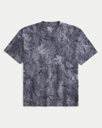 Camiseta de manga corta con estampado de camuflaje, corte recto y tejido grueso