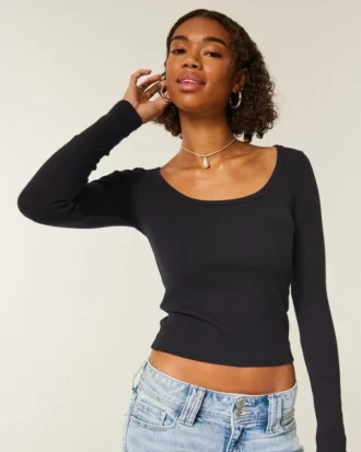 Camiseta de manga larga con cuello redondo
