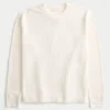 Camiseta de manga larga con cuello redondo y tejido térmico relajado