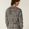 Camiseta de manga larga con estampado de camuflaje y tejido térmico relajado
