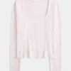 Camiseta de manga larga sin costuras con cuello cuadrado
