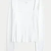 Camiseta de manga larga sin costuras con cuello cuadrado