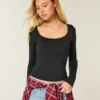 Camiseta de manga larga sin costuras con cuello redondo