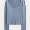Camiseta de manga larga sin costuras con cuello redondo