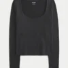 Camiseta de manga larga sin costuras con cuello redondo