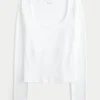 Camiseta de manga larga sin costuras con cuello redondo