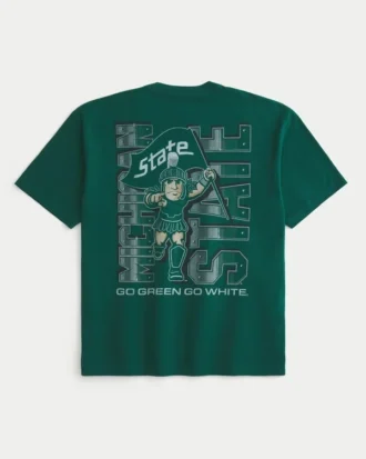 Camiseta gráfica cuadrada de la Universidad Estatal de Michigan