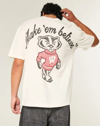 Camiseta gráfica cuadrada de los Badgers de la Universidad de Wisconsin
