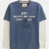 Camiseta gráfica de manga larga con logo de surf en capas