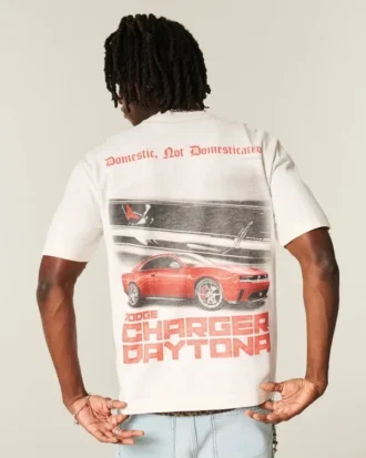 Camiseta gráfica Dodge Charger Daytona de corte cuadrado y tejido grueso
