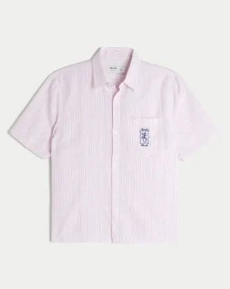 Camiseta gráfica Key West de manga corta y corte cuadrado en mezcla de lino