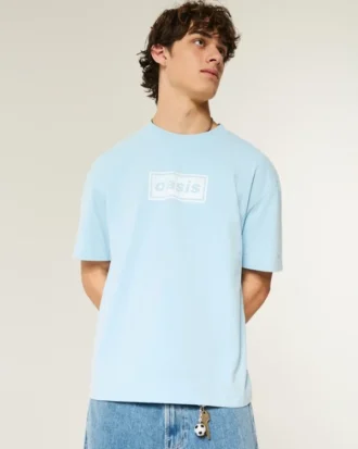 Camiseta gráfica Oasis de corte cuadrado y tejido grueso