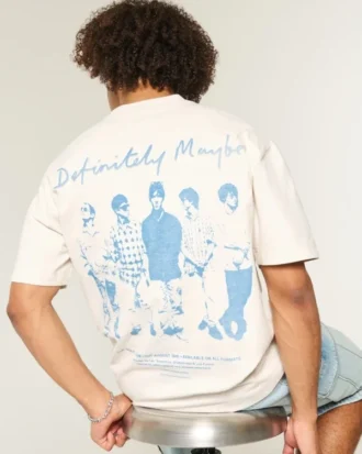 Camiseta gráfica Oasis de corte cuadrado y tejido grueso