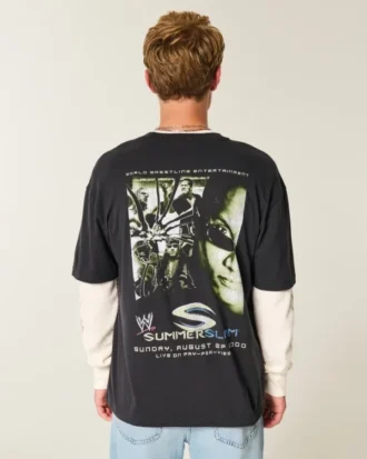 Camiseta gráfica WWE SummerSlam de corte cuadrado