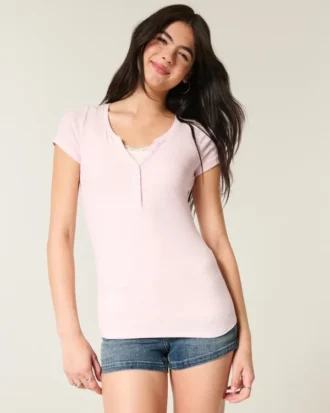 Camiseta Henley de manga corta