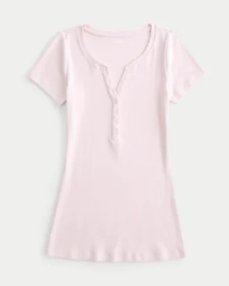 Camiseta Henley Y2K de manga corta