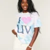 Camiseta oversize con estampado tie-dye «I Heart UV»