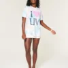 Camiseta oversize con estampado tie-dye «I Heart UV»
