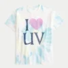 Camiseta oversize con estampado tie-dye «I Heart UV»