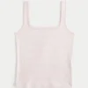 Camiseta sin costuras con cuello cuadrado y tejido acanalado Camiseta sin costuras con cuello cuadrado y tejido acanalado