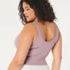 Camiseta sin costuras con cuello en V y tejido acanalado