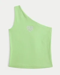 Camiseta sin mangas con estampado de corazón en un hombro