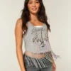 Camiseta sin mangas con estampado y flecos Velvet Valley