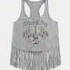 Camiseta sin mangas con estampado y flecos Velvet Valley