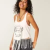 Camiseta sin mangas con flecos y estampado Palm Desert Valley