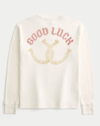 Camiseta térmica con gráfico «Good Luck»