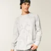 Camiseta térmica de manga larga y cuello redondo con estampado de camuflaje
