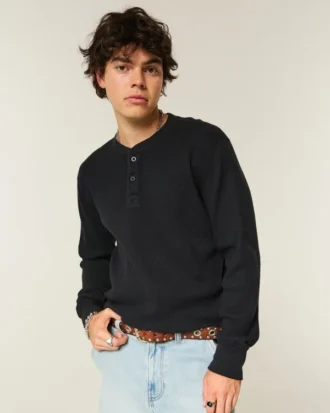 Camiseta térmica holgada Henley