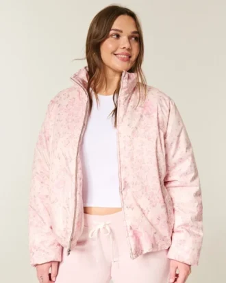 Chaqueta acolchada con estampado y cremallera