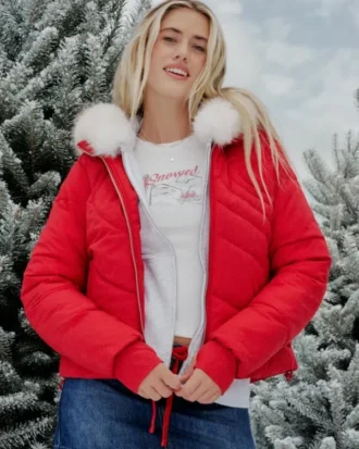 Chaqueta acolchada con estampado y cremallera
