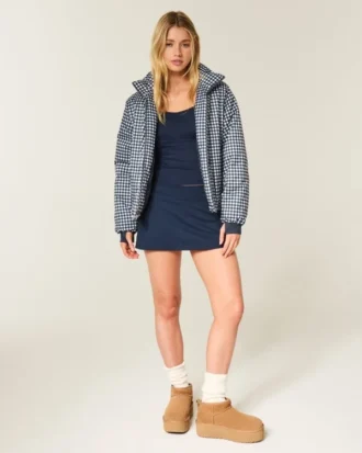 Chaqueta acolchada con estampado y cremallera