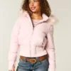Chaqueta bomber acolchada con ribete de piel sintética