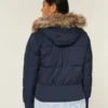 Chaqueta bomber acolchada con ribete de piel sintética