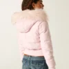 Chaqueta bomber acolchada con ribete de piel sintética